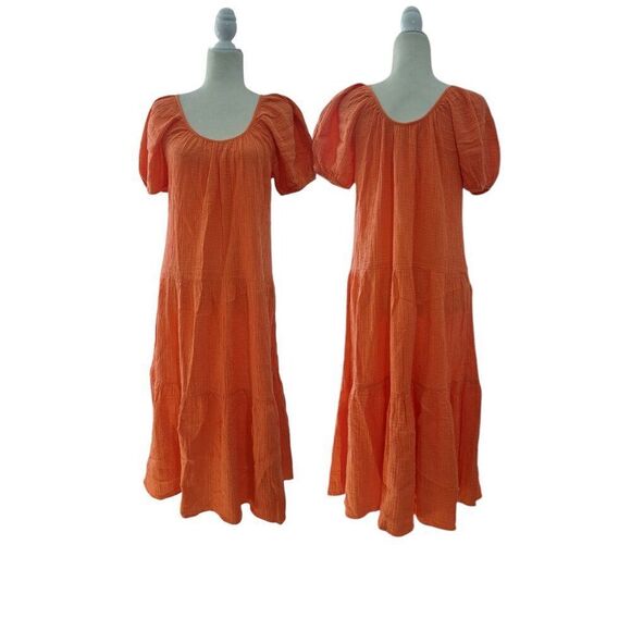 Lilly Pulitzer Zemini Women's Boho  Cotton Mandarin Orange Tiered Maxi Dress XXS - Picture 2 of 9